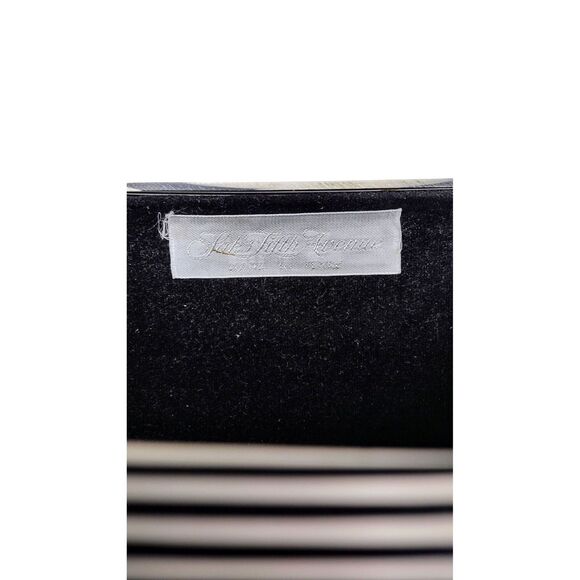 Vintage Saks Fifth Avenue Striped Clam Shell Chain Strap Bag Clutch Purse Italy - Picture 9 of 10